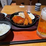Za koba - ハンバーグ定食と生ビール