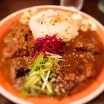 カリカリスパイス - 2種あいがけ(揚げなすとチキンのアジアカレー&ハーブポークカレー)