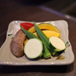 焼肉 きたん - 旬の焼き野菜(ズッキーニ、オクラ、パプリカ、椎茸、南瓜)