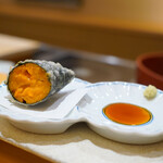 たきや - 崩れないうにの天ぷら。綺麗な旨味が抜群。
