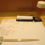 新ばし 星野 - 自分はグラスビールから。