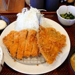 ごはん処 かつ庵 - アジフライと熟成ロースかつ定食