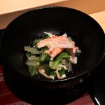 銀座 稲葉 - 毛ガニと青菜のお浸し