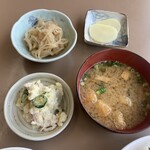 Tokiwa Shokudou - 切り干し大根、ポテサラ、沢庵、みそ汁【2022.6】