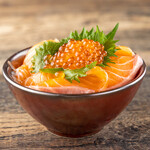 Mini Oyako-don (Chicken and egg bowl) with salmon and salmon roe