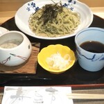 寿し芳 - 多満麺セットのあおさ蕎麦、茶碗蒸し。