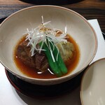 割烹 清風 - 蒸し物（ヤマユリ豚、焼き麩、ナス）