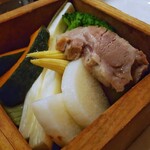 松まつもと - メイン料理（銘柄豚と季節の野菜の蒸し物