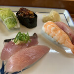 Sushi kou - 白菜、鰻の軍艦、●●、カツオ、エビ、●●