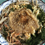 日本橋ふくしま館 ミデッテ - こちらは細麺。辛み大根と青海苔、桜海老をトッピングしました