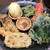 天ぷら大吉 - 左から時計回りで鰻の蒲焼き、半熟卵、獅子唐、紅生姜、大葉、蓮根