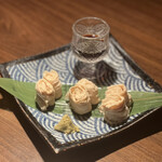 Yuba sashimi soaked in Kyoto-style soup stock