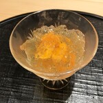 新ばし 星野 - 羅臼のバフン雲丹、キジハタのお出汁のジュレ