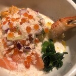 鴨出汁中華蕎麦 麺屋yoshiki - 蟹の冷やしクリーミー和えつけそば+浅利リゾット