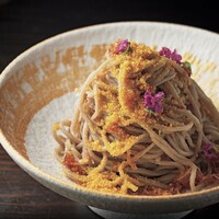 干し貝柱と金華ハムのからすみ蕎麦 Karasumi and handmade Soba