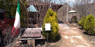 アダージオ - 建物手前にはテラス席があり、この日はペット連れのお客さん、外国籍のお客さんがお食事されていました。