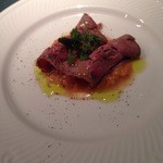 osteria LIU - 口取り：野菜ｿｰｽに乗せた仔牛の冷製煮