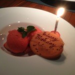 osteria LIU - ｲﾁｺﾞのｿﾙﾍﾞ：誕生日Vr.,:(❀ฺ´∀`❀ฺ)ﾉ♡･*:･ﾟ;.