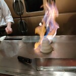 ステーキハウス ケルン アネックス - 玉ねぎファイヤー　昭和新山