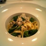 鱧と満願寺唐辛子手打ちタリアテッレ