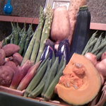 天松 - この中からお好みを揚げてくれます　夏野菜