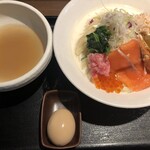 鴨出汁中華蕎麦 麺屋yoshiki - 蟹の冷やしクリーミー和えつけそば+味玉