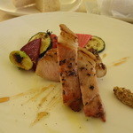 リストランテ　アニモフェリーチェ - メイン：岩中豚（いわちゅうぶた）のコンティエ　ホワイトバルサミコソース