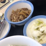 松屋 - 焼き海苔、ミニ牛皿、白菜の漬物