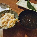 japanese restaurant 旬菜 籐や - 焼きトウモロコシご飯 ＆ 味噌汁