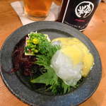 岡山料理専門店～cooking　of　art　Ikiya～ - 春限定・穴子の幼魚「べらた」を酢味噌で（￥580）。白魚に似ている。つるつるしこしこで、麺類のような食感