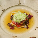 おみ乃 - ・蒸した伊達鶏と万願寺とうがらしの冷製揚げ浸し