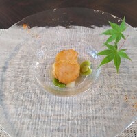 鉄板焼 銀明翠 - 湯葉で巻いた海老真薯