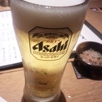 宮崎地鶏炭火焼 車 - ビールで乾杯！