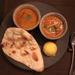 インド料理 想いの木 - 四季の野菜カレー、チキンティッカマサラカレー、、スモールナンとライス