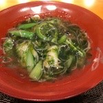 おく村 - 生アワビに熱々あんかけ　こごみ　アスパラ　筍薄皮　生海苔