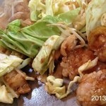 お好み焼吉野 - ホソ焼き 2013.3.17(日)13時半予約二人で、ホソ焼き、スジオムライスそば入り、ホソお好焼、ホソ入焼きうどん、スジ煮込み、スジ入りお好焼、焼き飯  飲物8000円也σ^_^