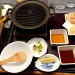 Kago no ya - 九州産うめ豚鉄板焼きと副菜セット