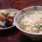 ふく政 - 雑炊、自家製漬物付き