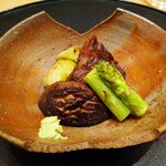 是しん - 和牛、茄子、アスパラ