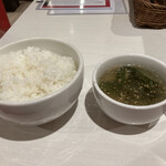Jukusei Wagyuu Yakiniku Maruyoshi - ご飯大盛り　スープ
