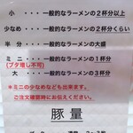 ラーメン二郎 - 麺量の案内