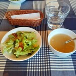 Mirano Tei - 単品のピッツァにセットのサラダとスープ　＋350円税込　2022.3