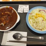 松屋 - ハンバーグカレー単品と生野菜