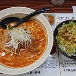 もつの屋 - 牛すじそば+ネギチャー丼