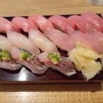 寿司 築地日本海 - 大トロ　中トロ　カンパチ　マダイ　アジ