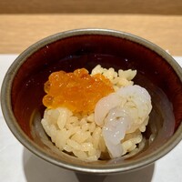名古屋 栄 鮨 栄華 - 白エビとイクラの小丼