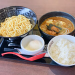CoCo壱番屋 - 料理写真:魚介カレーつけ麺 + 半熟タマゴ + ライス☆