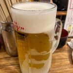 Taishuu Sakaba Motsuyaki To Nikusashi Buta Yokochou - 生ビール大人、こらが無料！すごい！