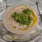 （h）etta - 鮎の冷製ポタージュ きゅうりのシャーベット