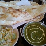 インド・ネパールカレー　ミテリ - サグチキンとナンとサラダとドリンク
